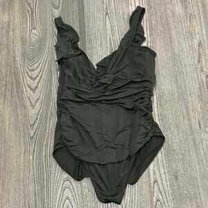 Lauren Ralph Lauren Beach Club Ruffle Surplice One Piece Swimsuit Olive Size 16